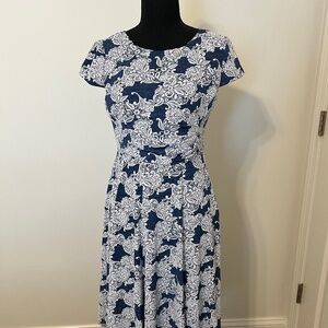 Denim and Lace Look Printed Studio One Pull-On Stretchy Knit Dress for Women